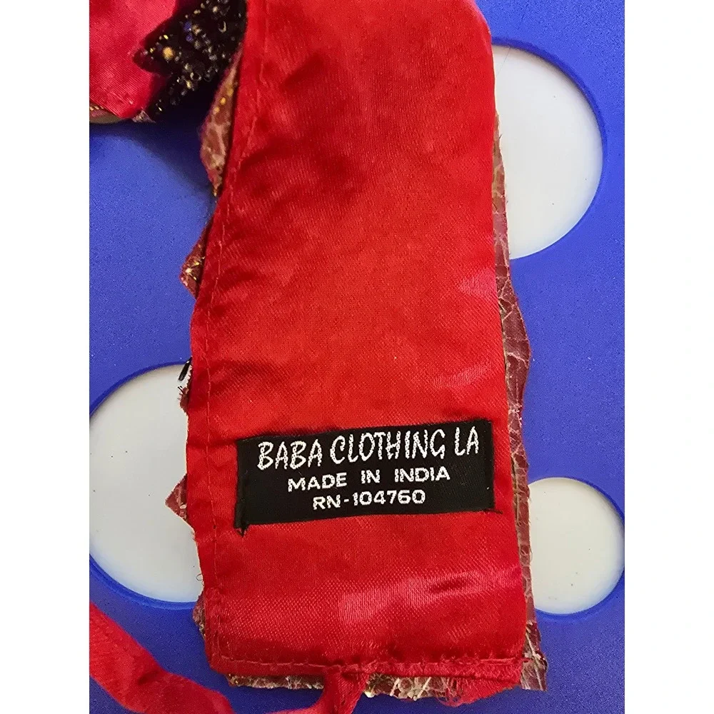 BABA CLOTHING LA Embellished Red Belt Waistband‎ ties handmade New